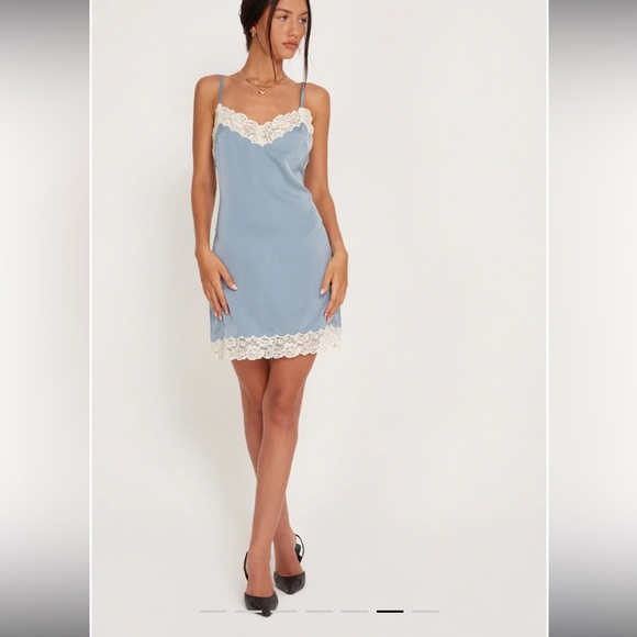 Motel Rocks Light Blue Lace Slip Dress - Picture 2 of 8